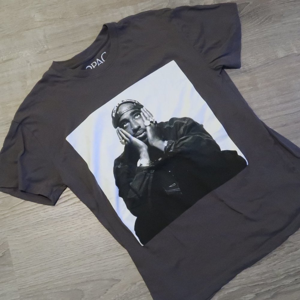 Amaru 2PAC Tupac Rap Graphic Tee Dark Grey Size S